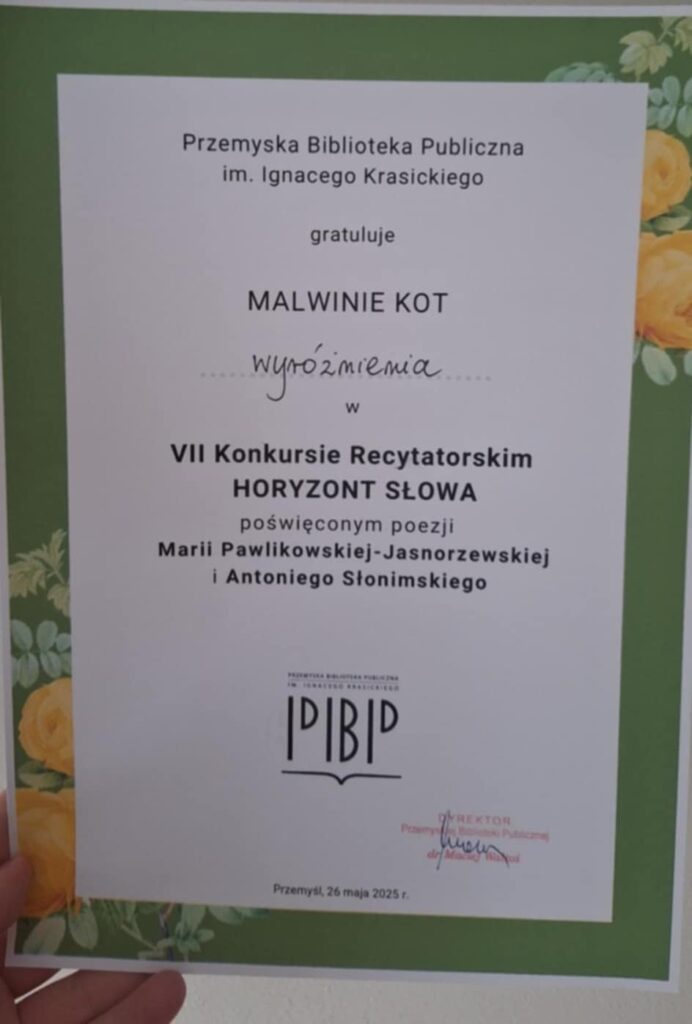 Słowo ma moc – sukces Malwiny Kot w konkursie recytatorskim! 3