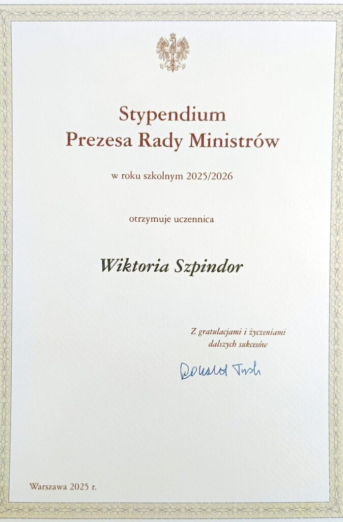 Uczennice naszej szkoły nagrodzone Stypendiami Prezesa Rady Ministrów 2